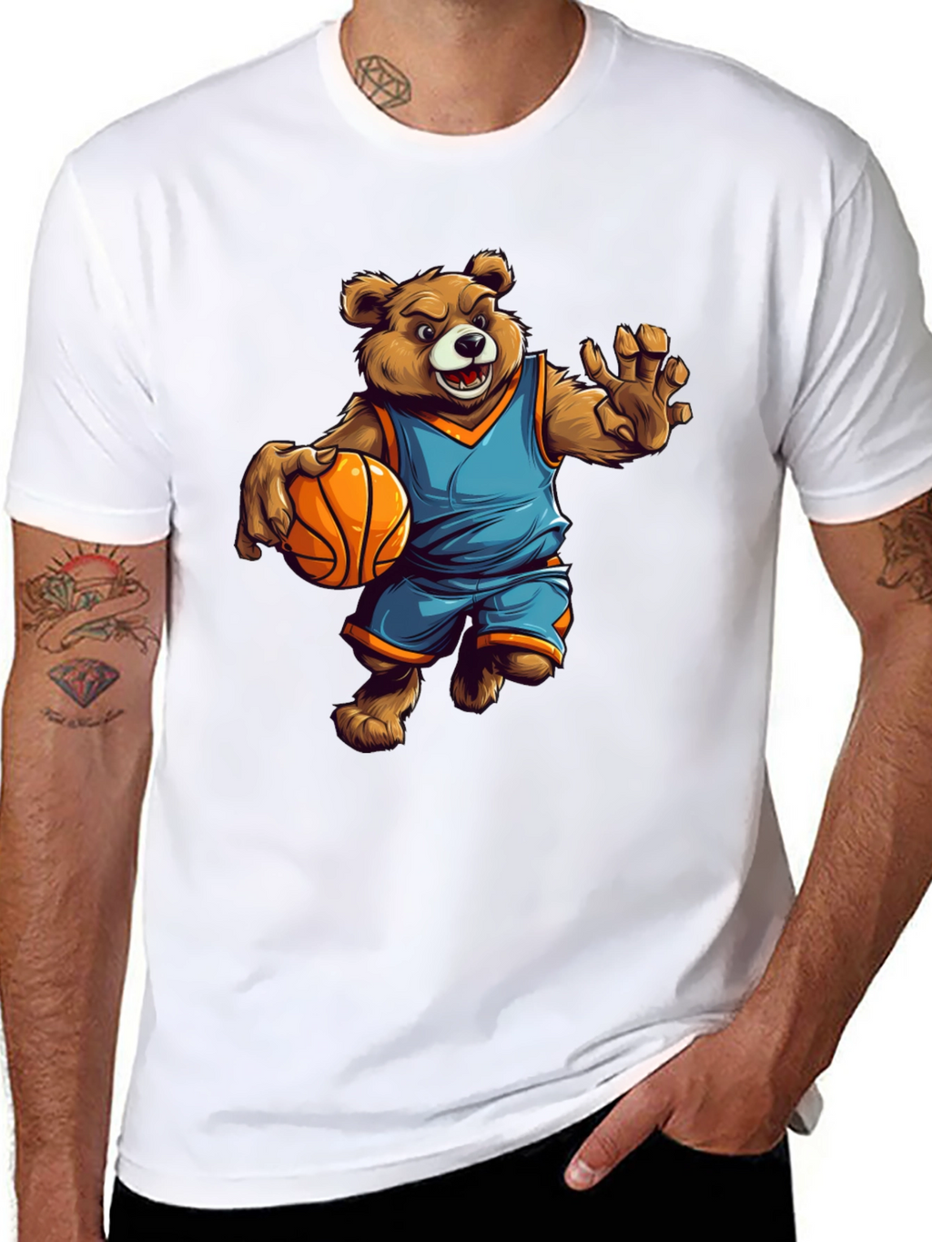 Bear Basketball Player Graphic Tee
