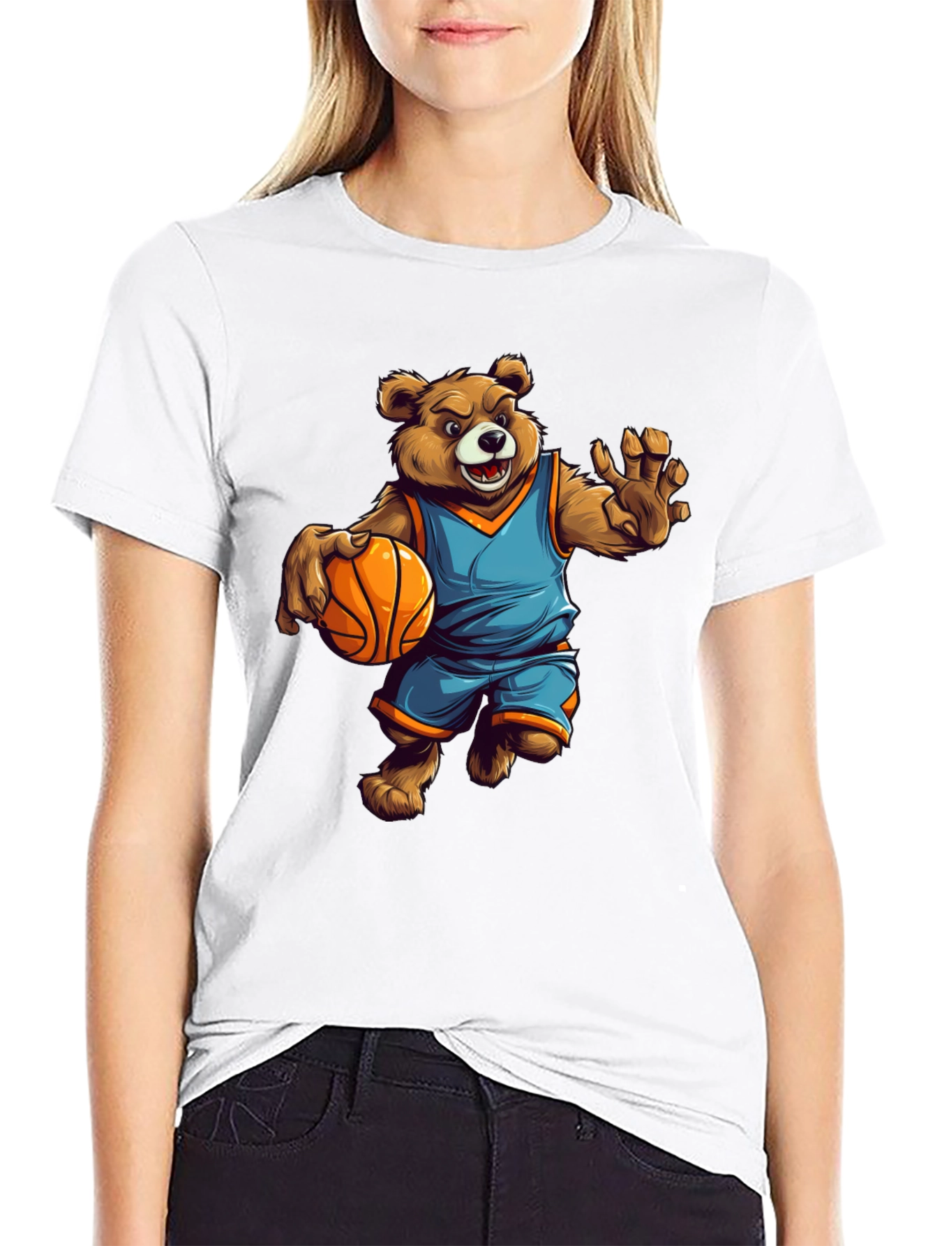 Bear Basketball Player Graphic Tee