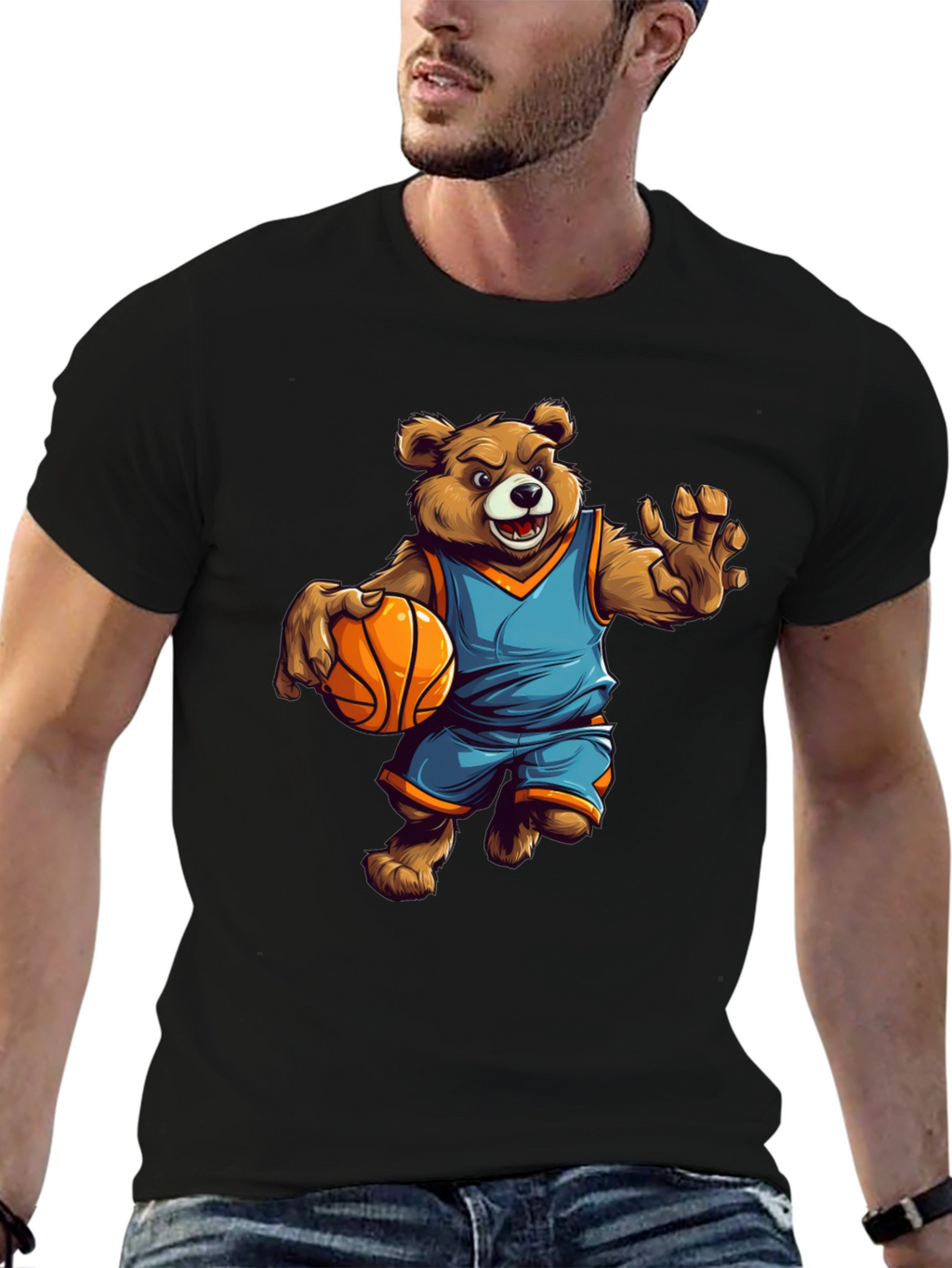Bear Basketball Player Graphic Tee