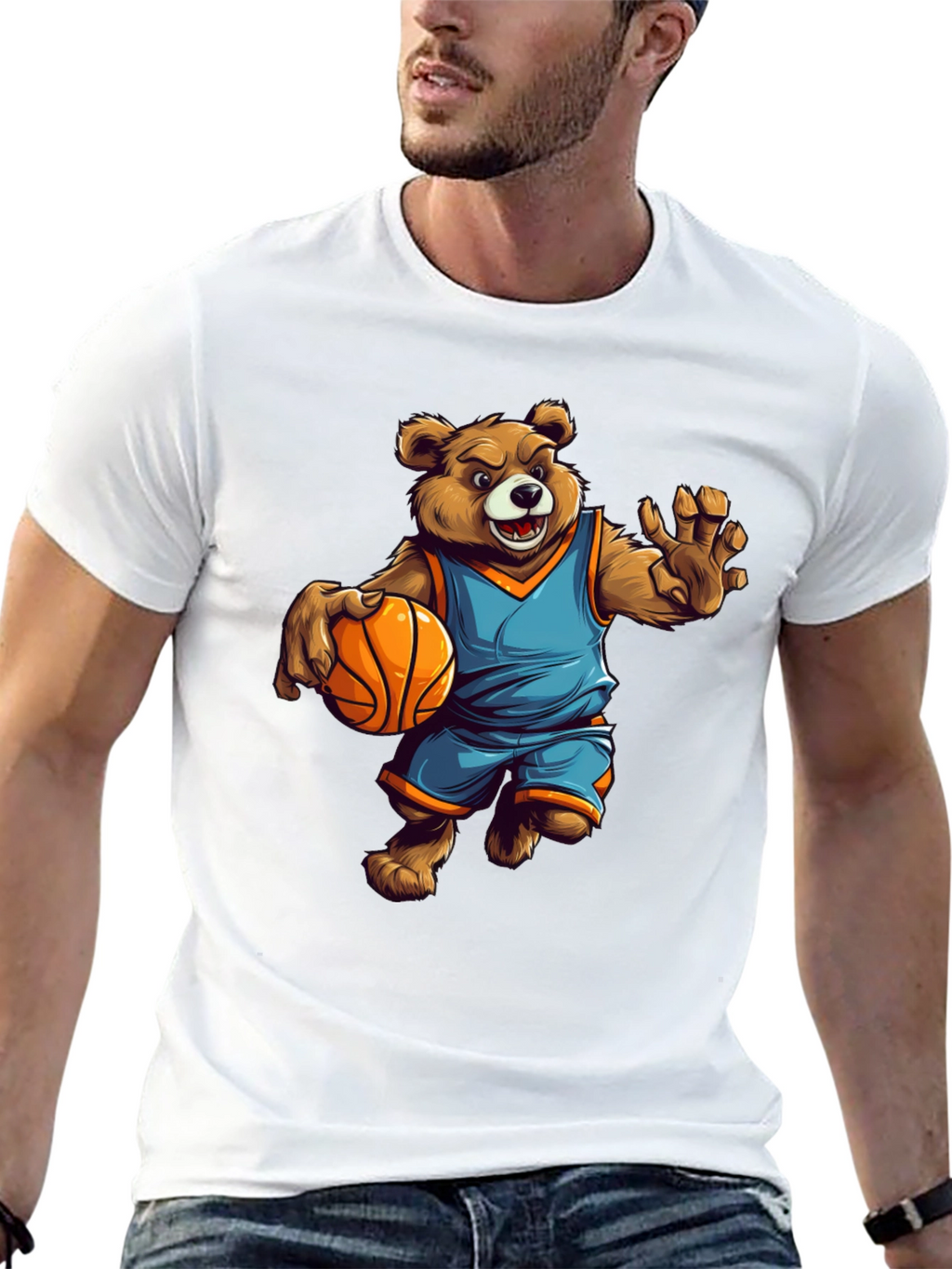 Bear Basketball Player Graphic Tee