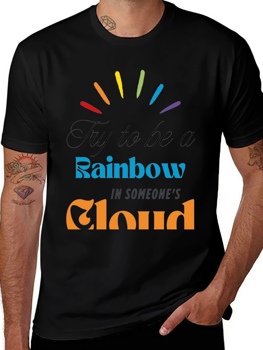 Rainbow Cloud Graphic Tee - Inspirational Comfort