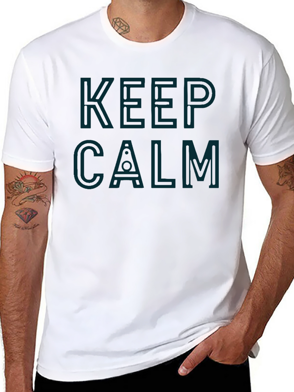Keep Calm Stylish Graphic Tee - Black