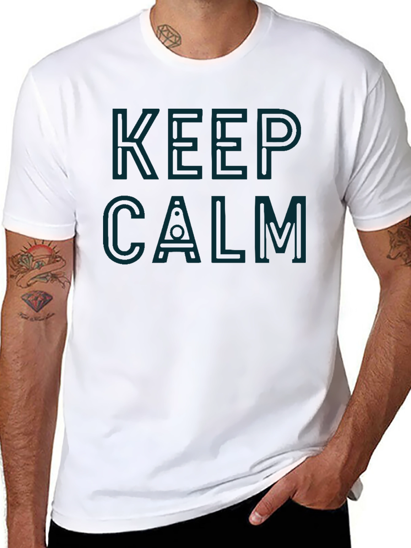 Keep Calm Stylish Graphic Tee - Black