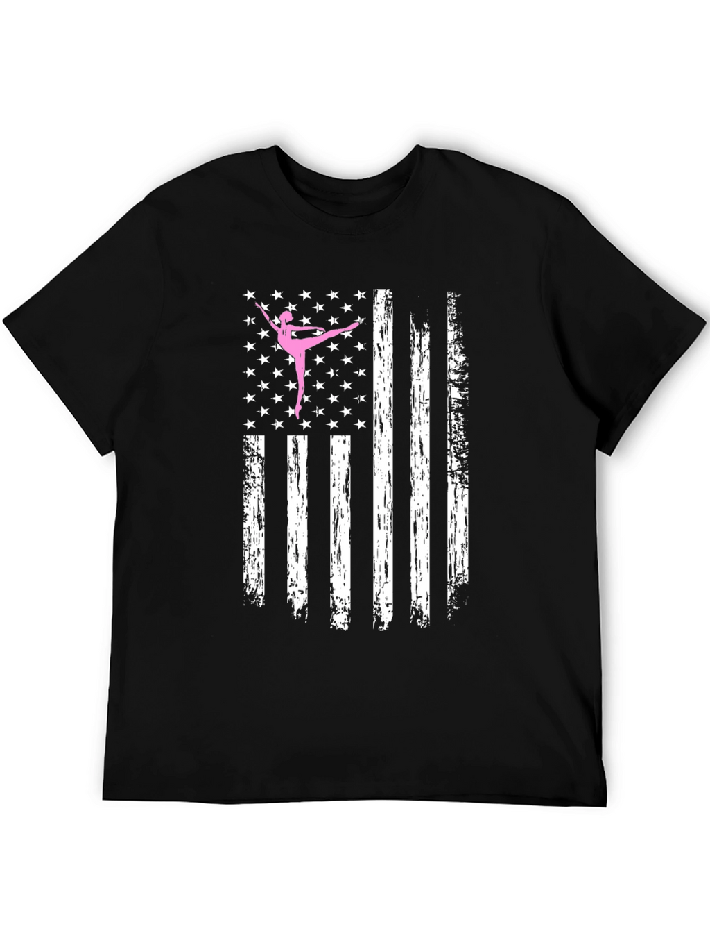 Ballet Dancer American Flag Black T-Shirt