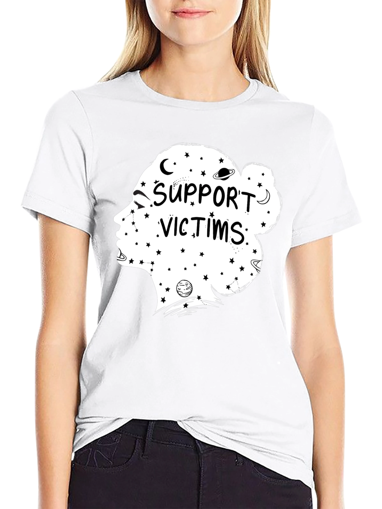 Support Victims Graphic Tee - Unisex Black T-Shirt