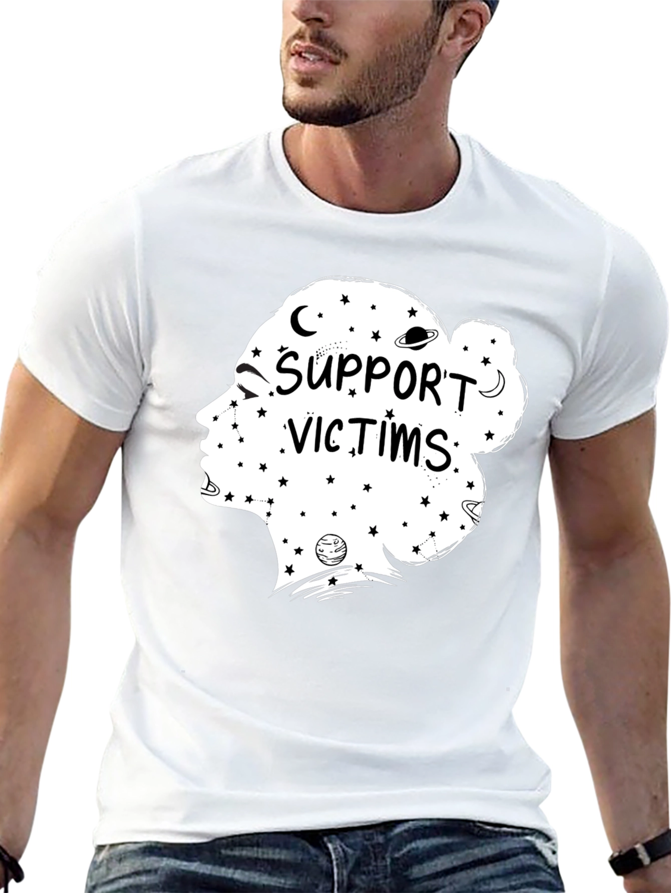 Support Victims Graphic Tee - Unisex Black T-Shirt