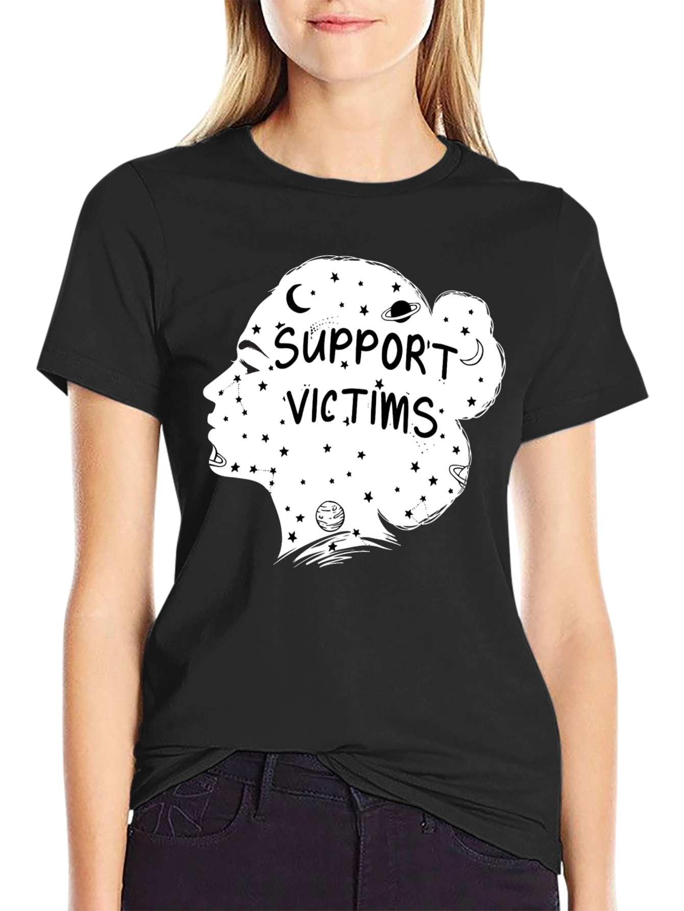 Support Victims Graphic Tee - Unisex Black T-Shirt