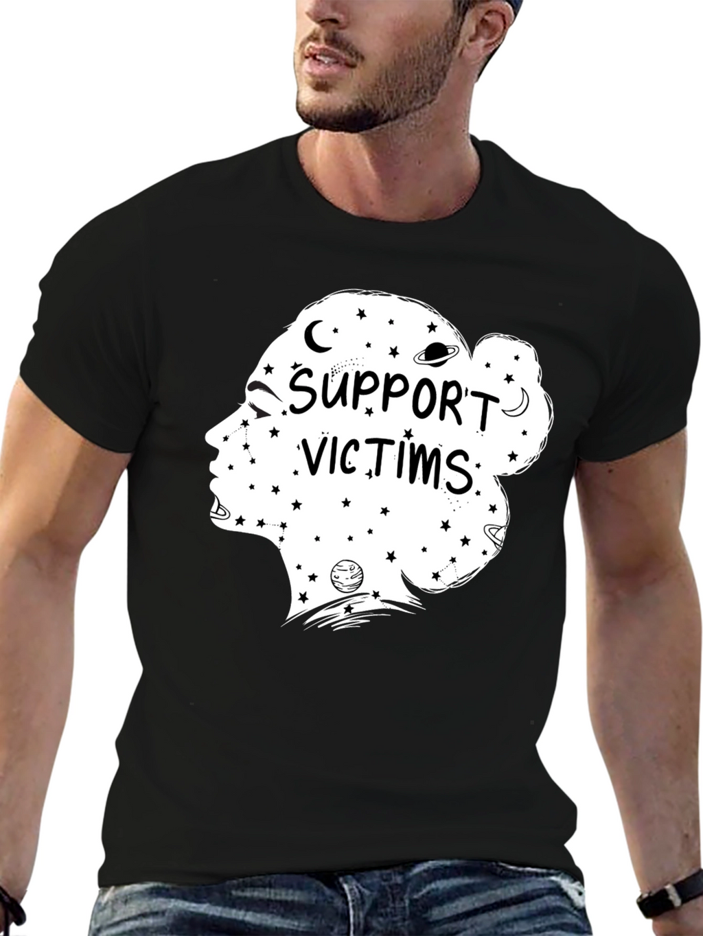 Support Victims Graphic Tee - Unisex Black T-Shirt