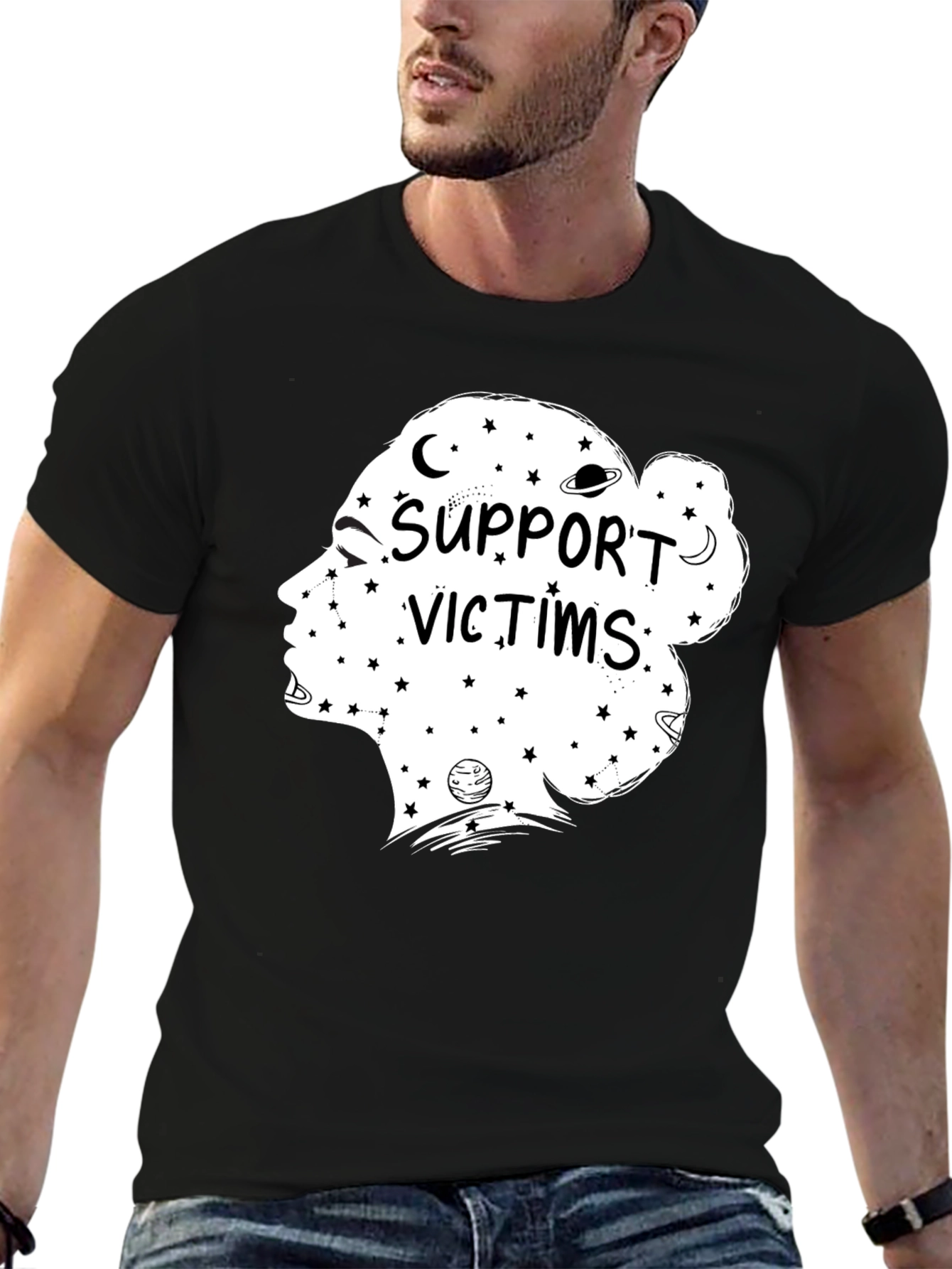 Support Victims Graphic Tee - Unisex Black T-Shirt