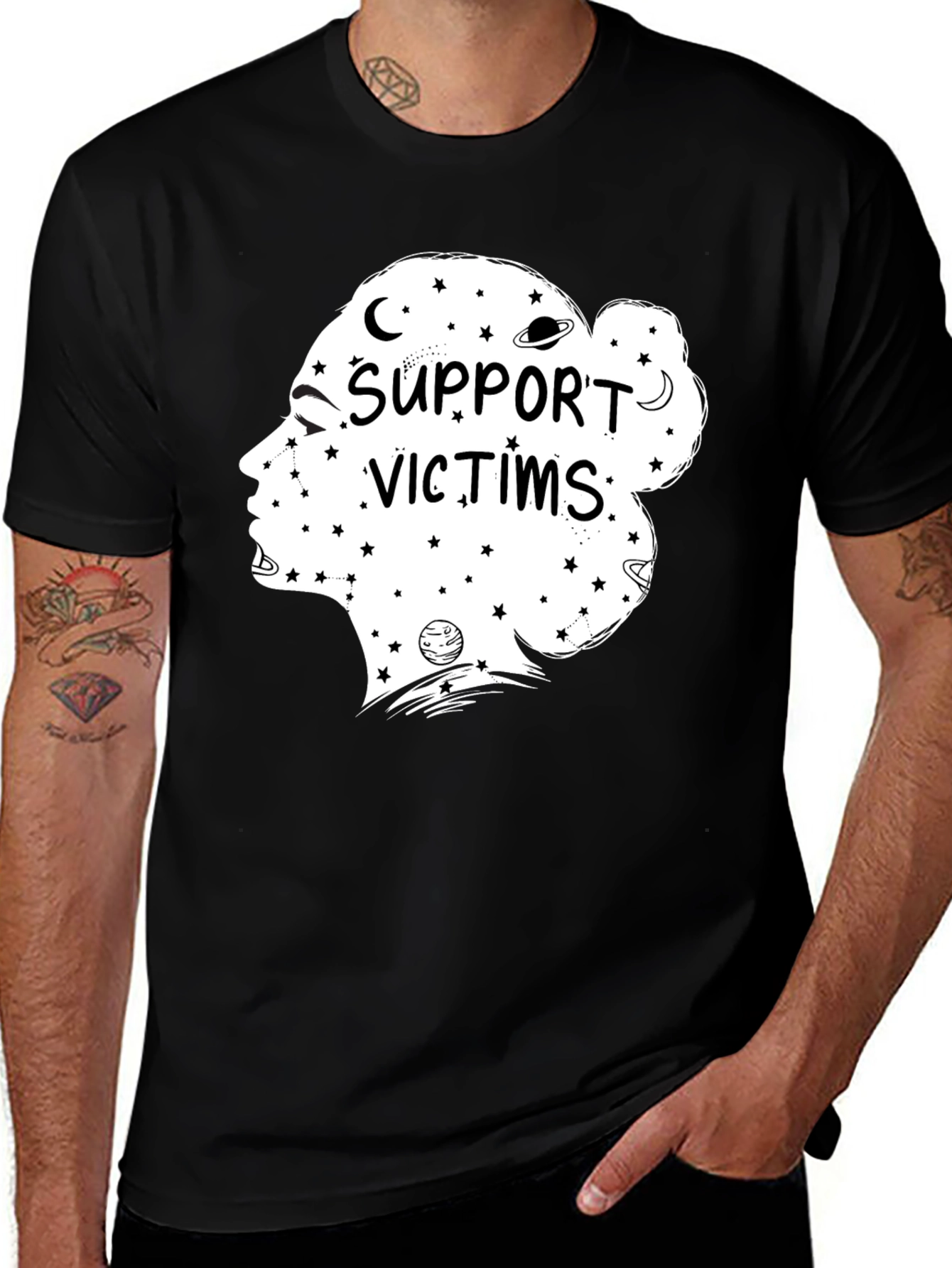 Support Victims Graphic Tee - Unisex Black T-Shirt