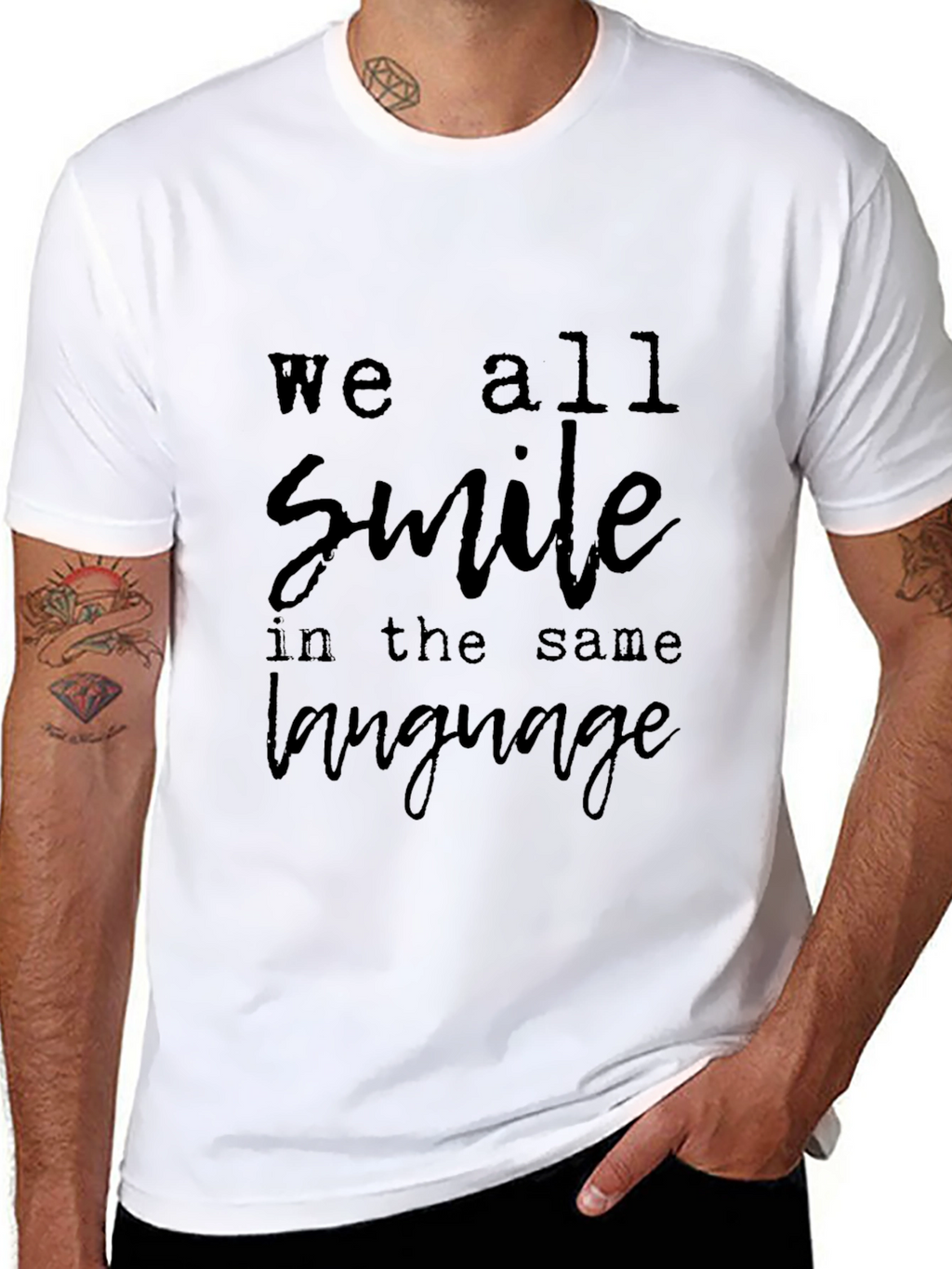 We All Smile T-Shirt - Black Casual Wear