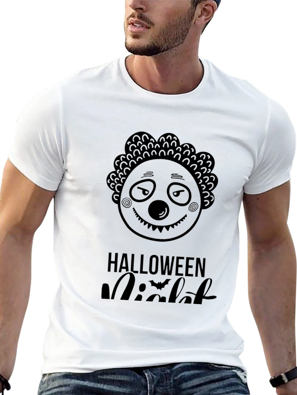 Halloween Night Clown Graphic Black T-Shirt