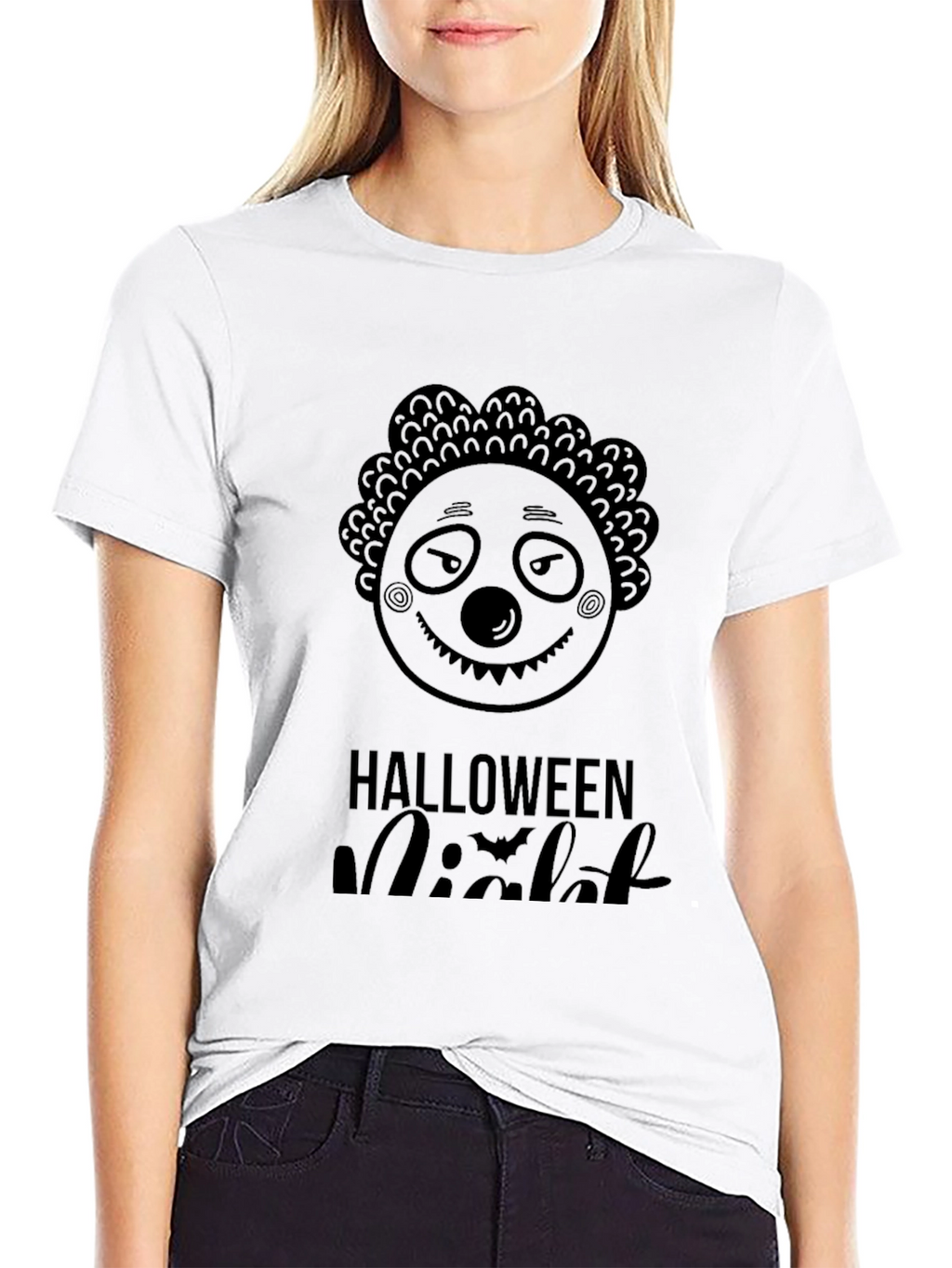 Halloween Night Clown Graphic Black T-Shirt