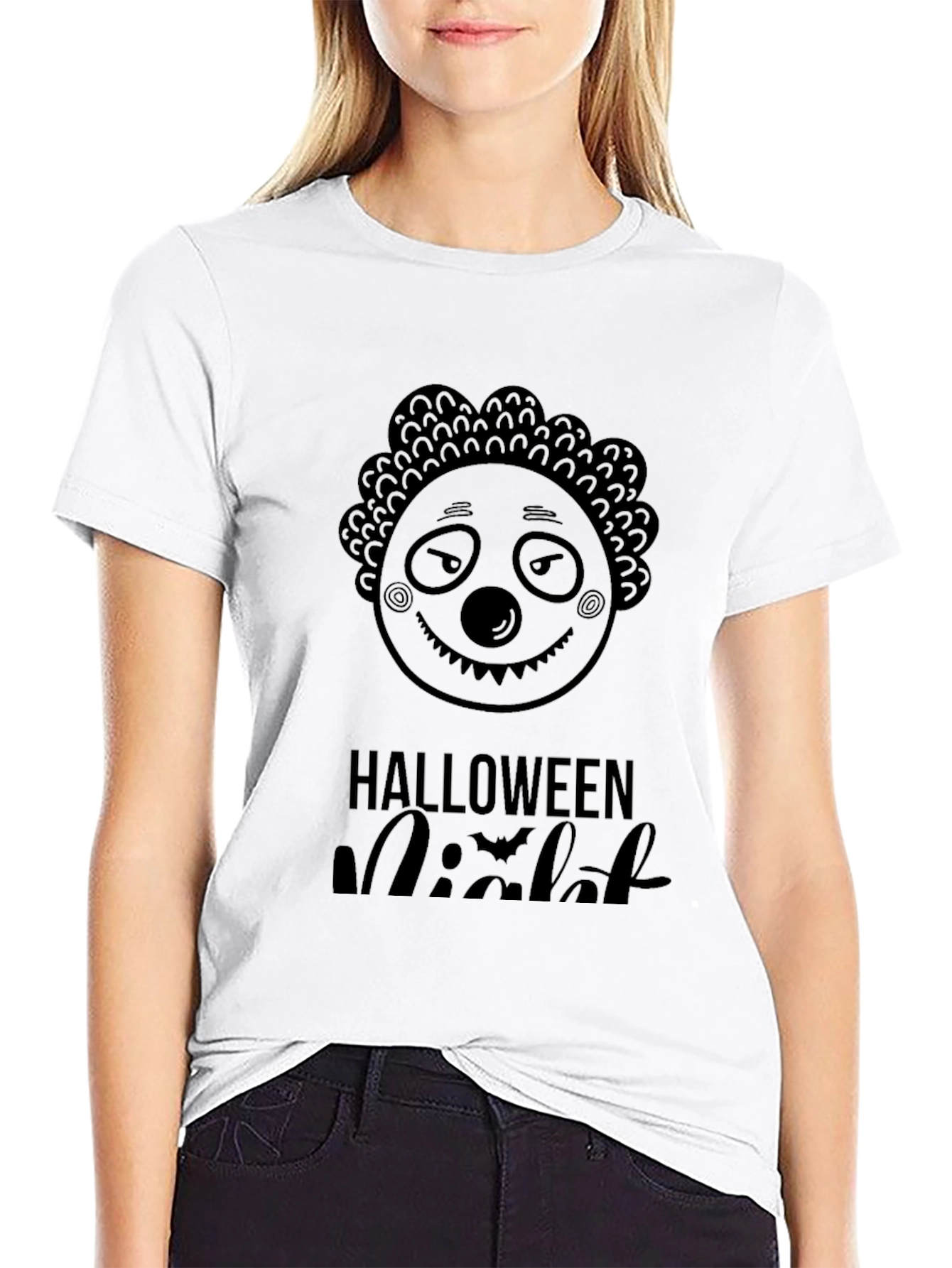 Halloween Night Clown Graphic Black T-Shirt