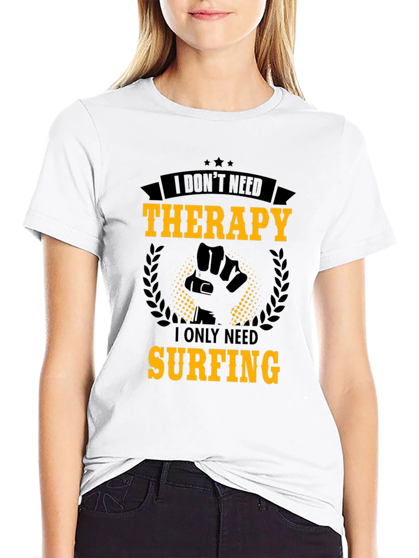 Surfing Therapy Graphic Tee - Mens Black T-Shirt