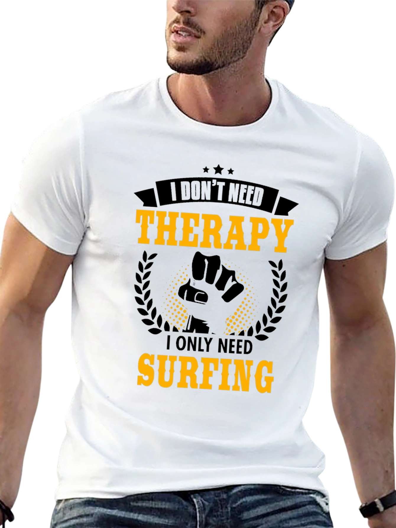Surfing Therapy Graphic Tee - Mens Black T-Shirt