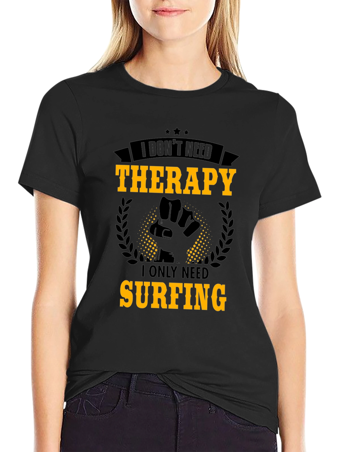 Surfing Therapy Graphic Tee - Mens Black T-Shirt