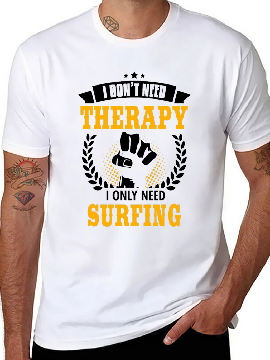Surfing Therapy Graphic Tee - Mens Black T-Shirt