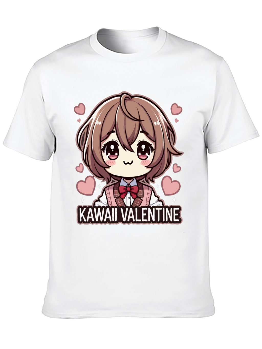 Kawaii Valentine Anime Style Black T-Shirt
