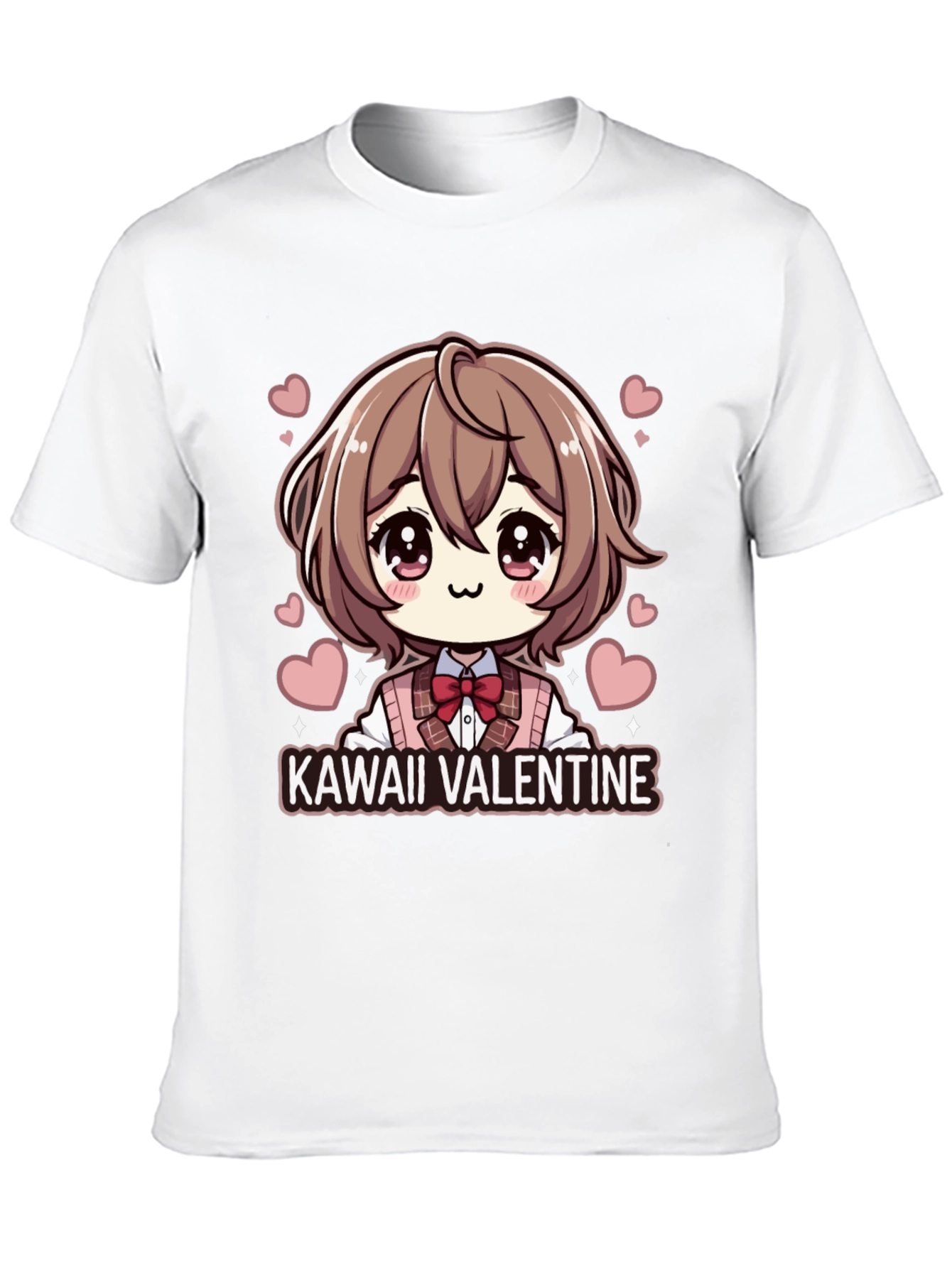 Kawaii Valentine Anime Style Black T-Shirt
