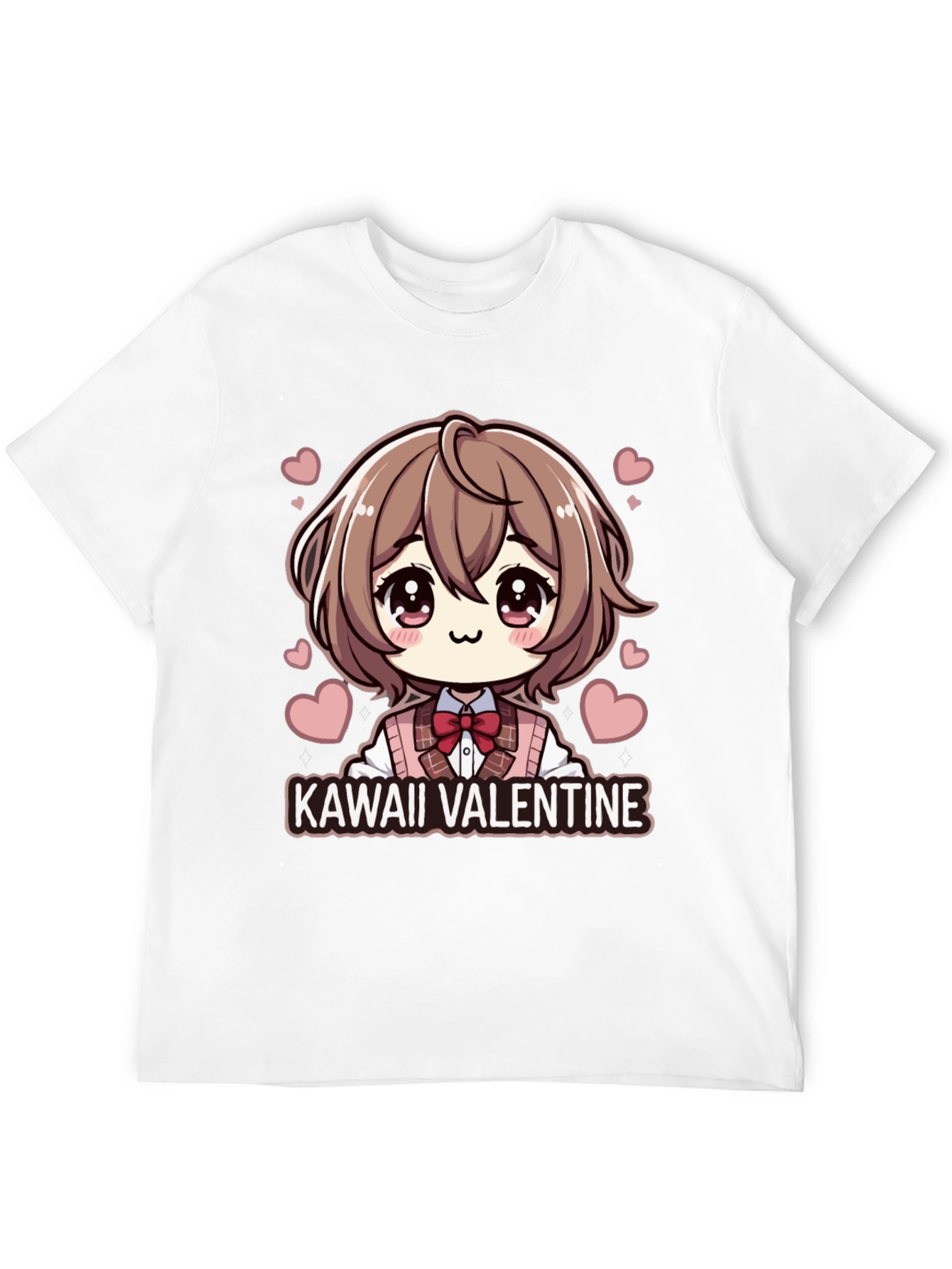 Kawaii Valentine Anime Style Black T-Shirt