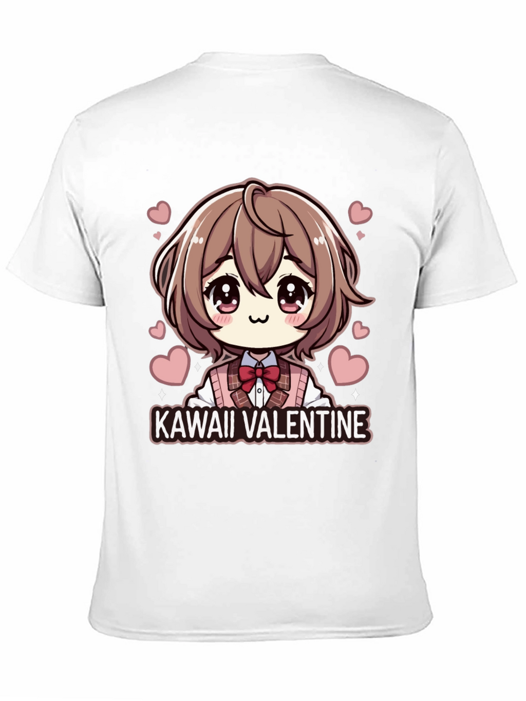 Kawaii Valentine Anime Style Black T-Shirt