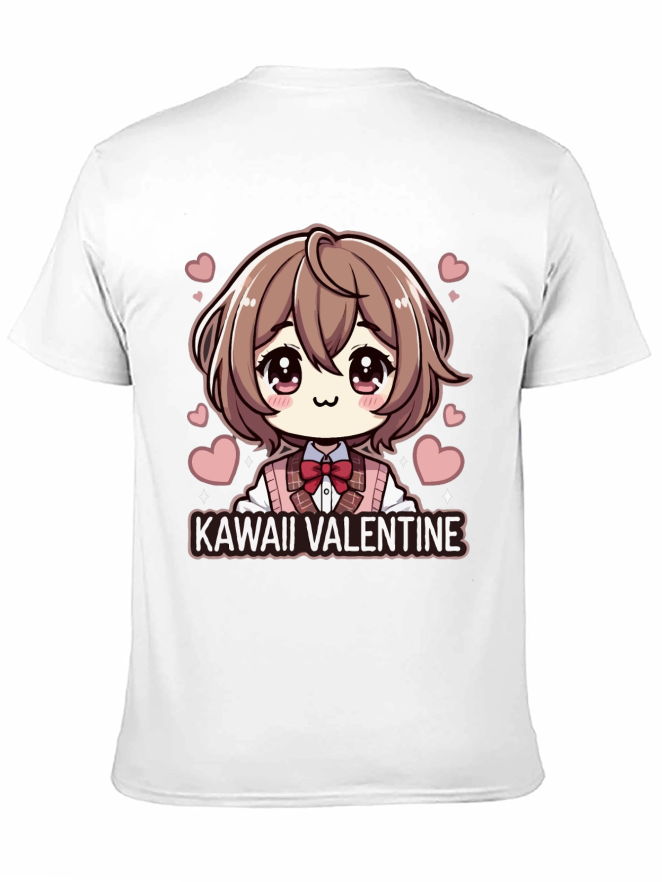 Kawaii Valentine Anime Style Black T-Shirt