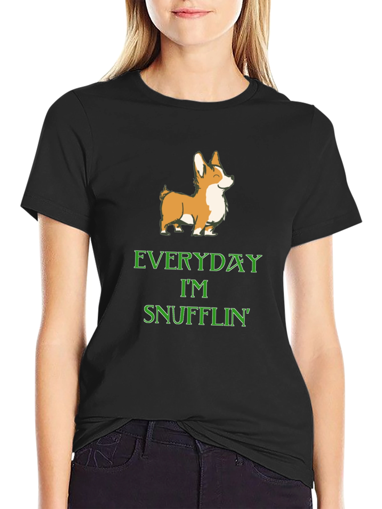 Corgi Snufflin Tee - Everyday Im Snufflin Black T-Shirt