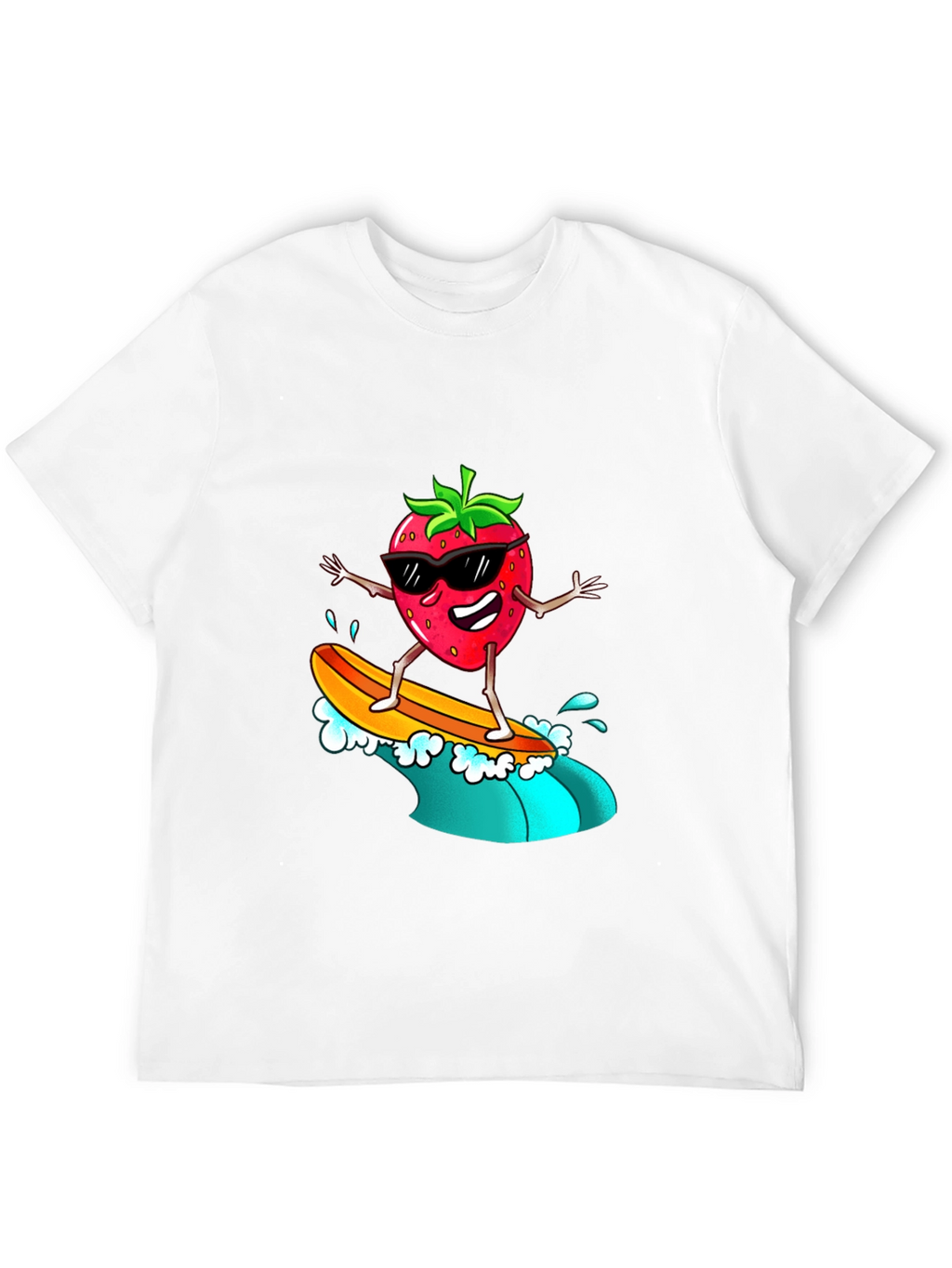 Cool Strawberry Surfer Graphic Tee - Black T-Shirt