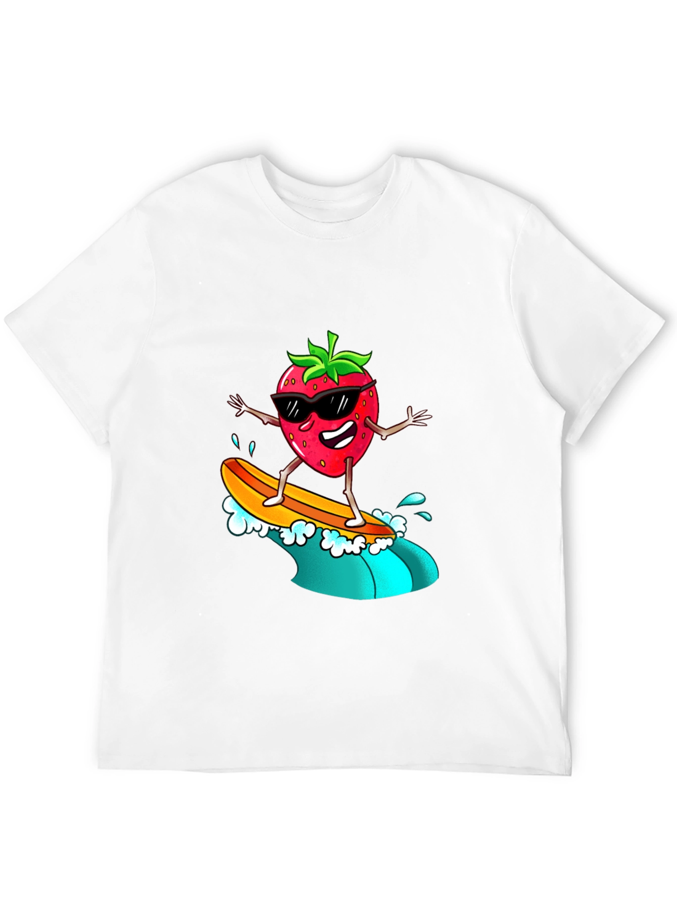 Cool Strawberry Surfer Graphic Tee - Black T-Shirt