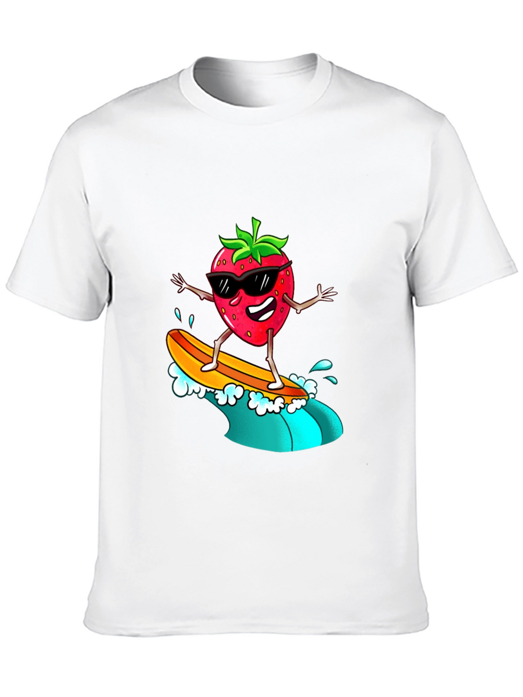 Cool Strawberry Surfer Graphic Tee - Black T-Shirt