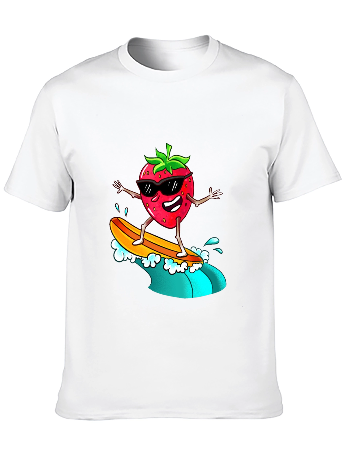 Cool Strawberry Surfer Graphic Tee - Black T-Shirt