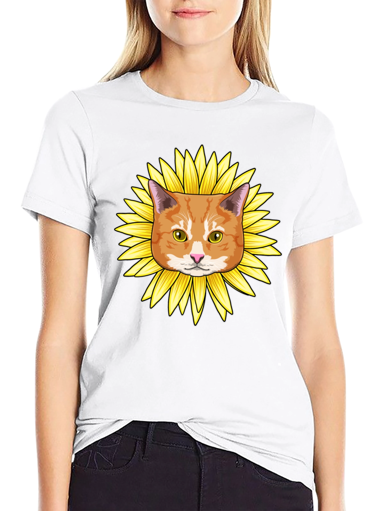 Sunflower Cat Graphic Tee