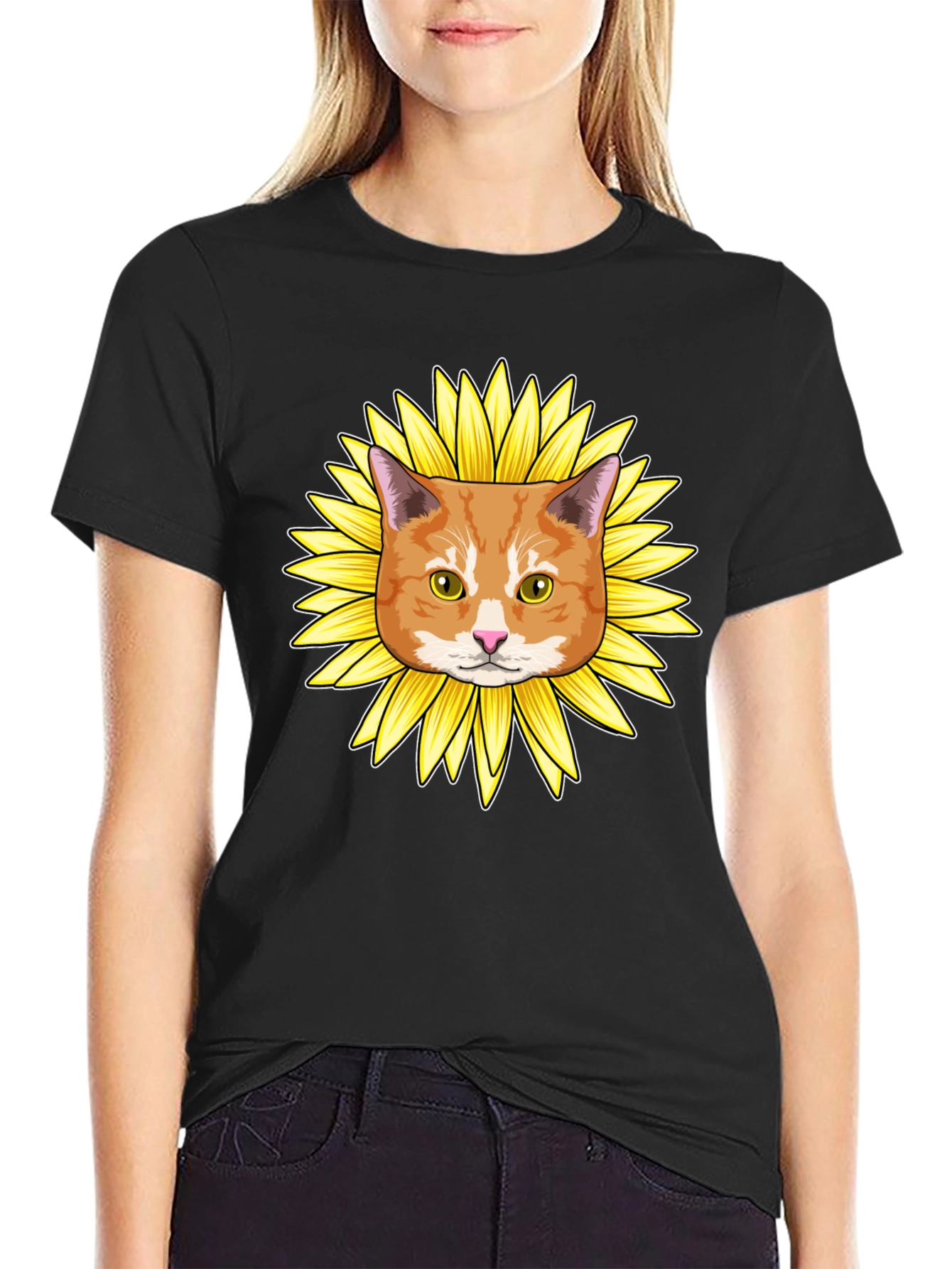 Sunflower Cat Graphic Tee