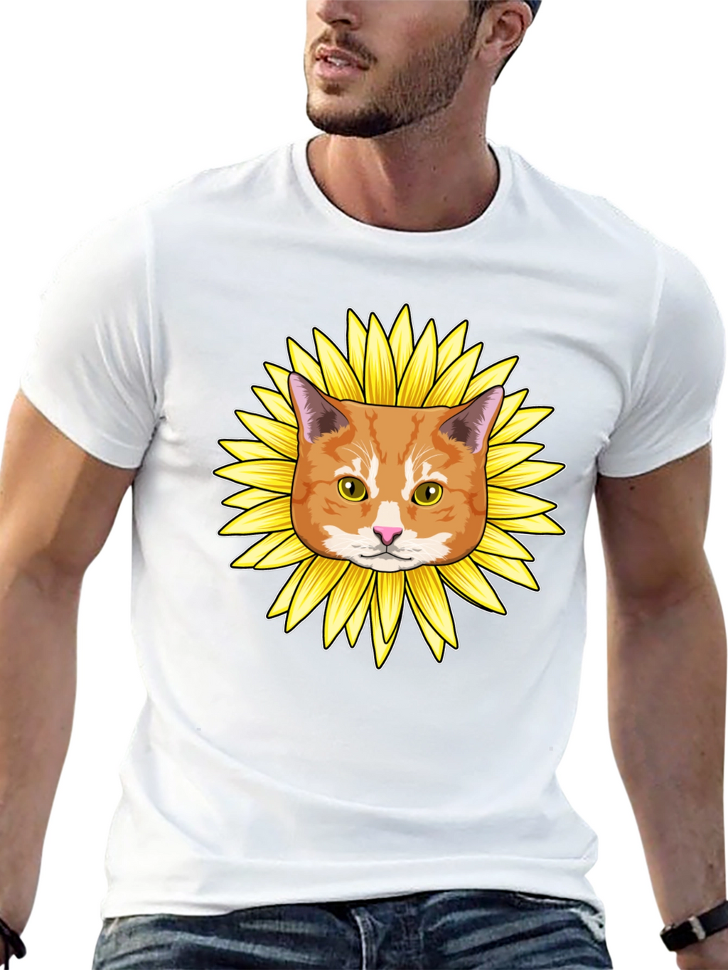Sunflower Cat Graphic Tee