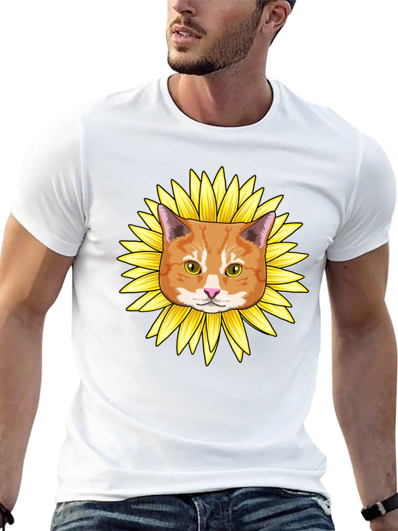 Sunflower Cat Graphic Tee