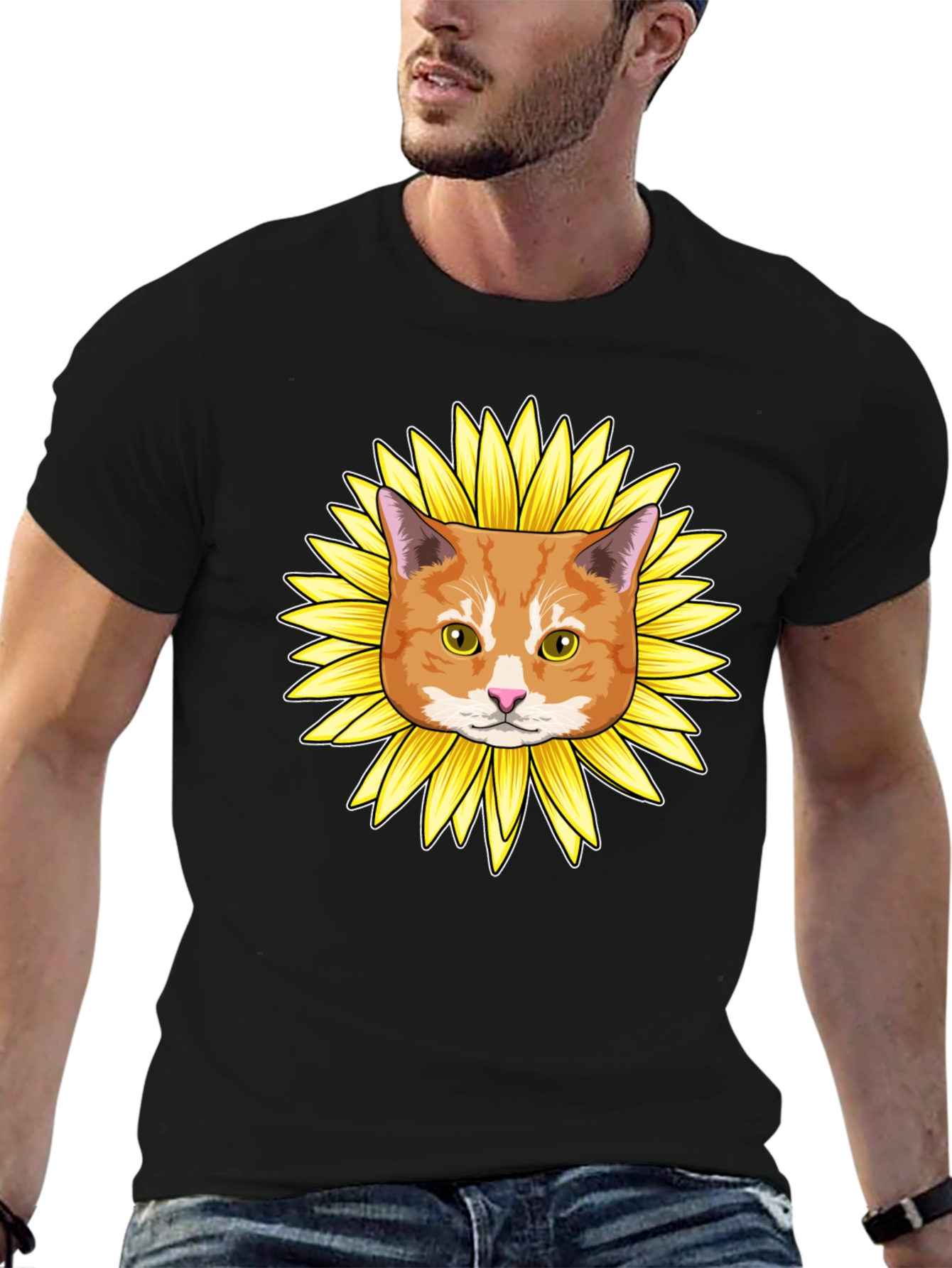 Sunflower Cat Graphic Tee