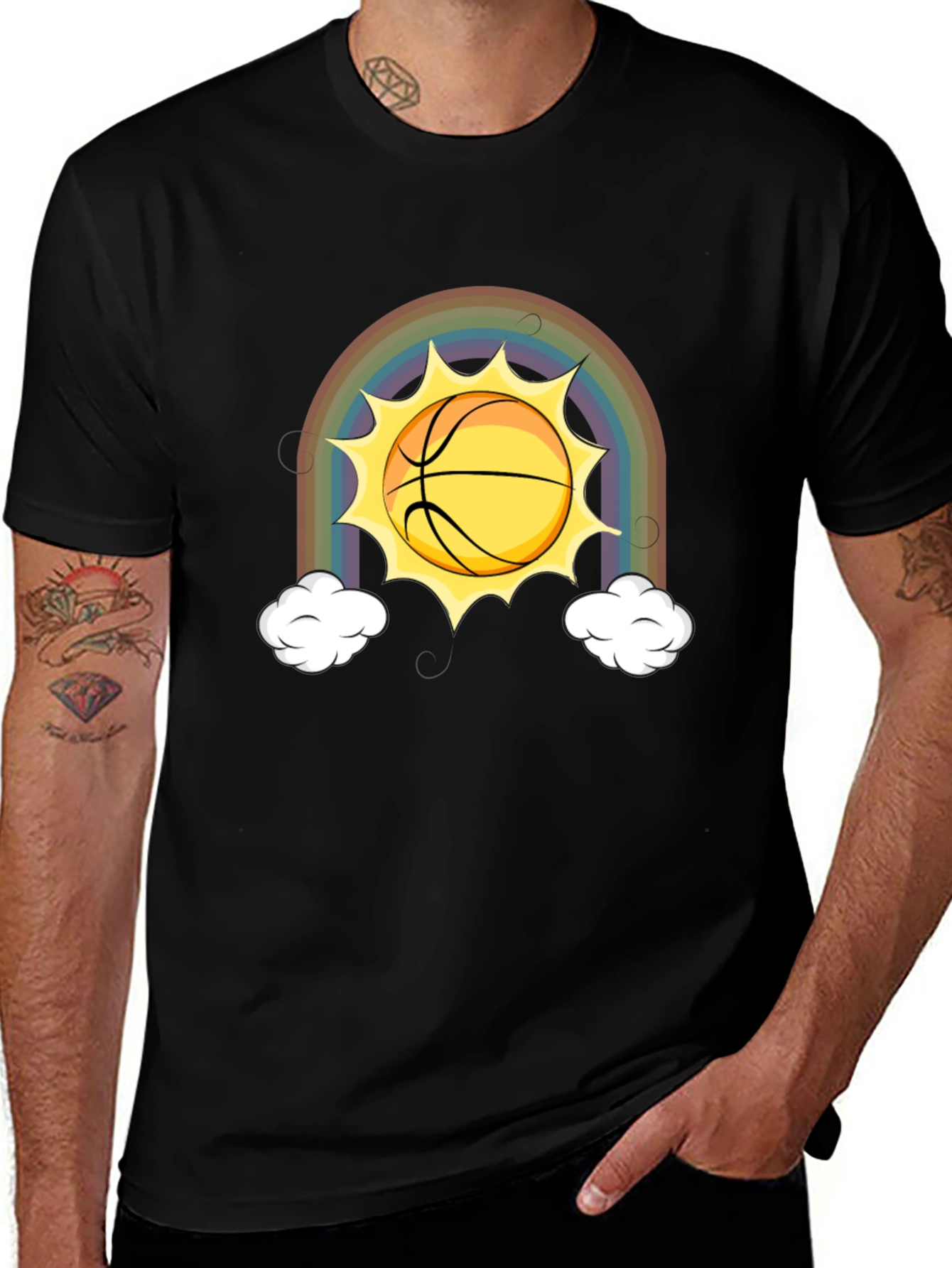 Rainbow Basketball Sun Graphic Tee