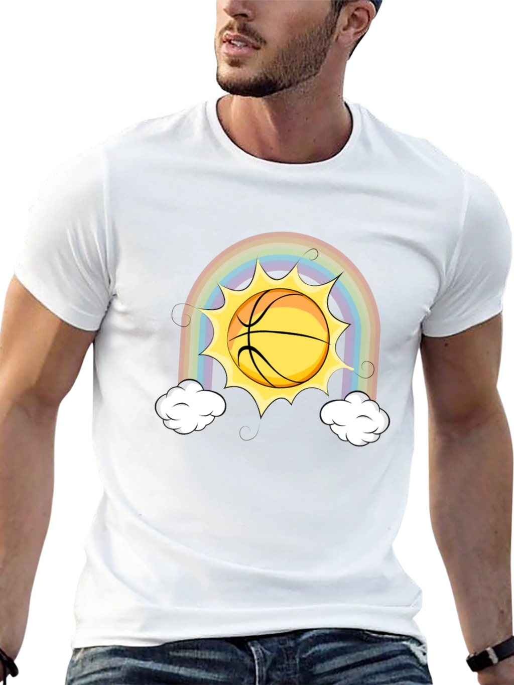 Rainbow Basketball Sun Graphic Tee
