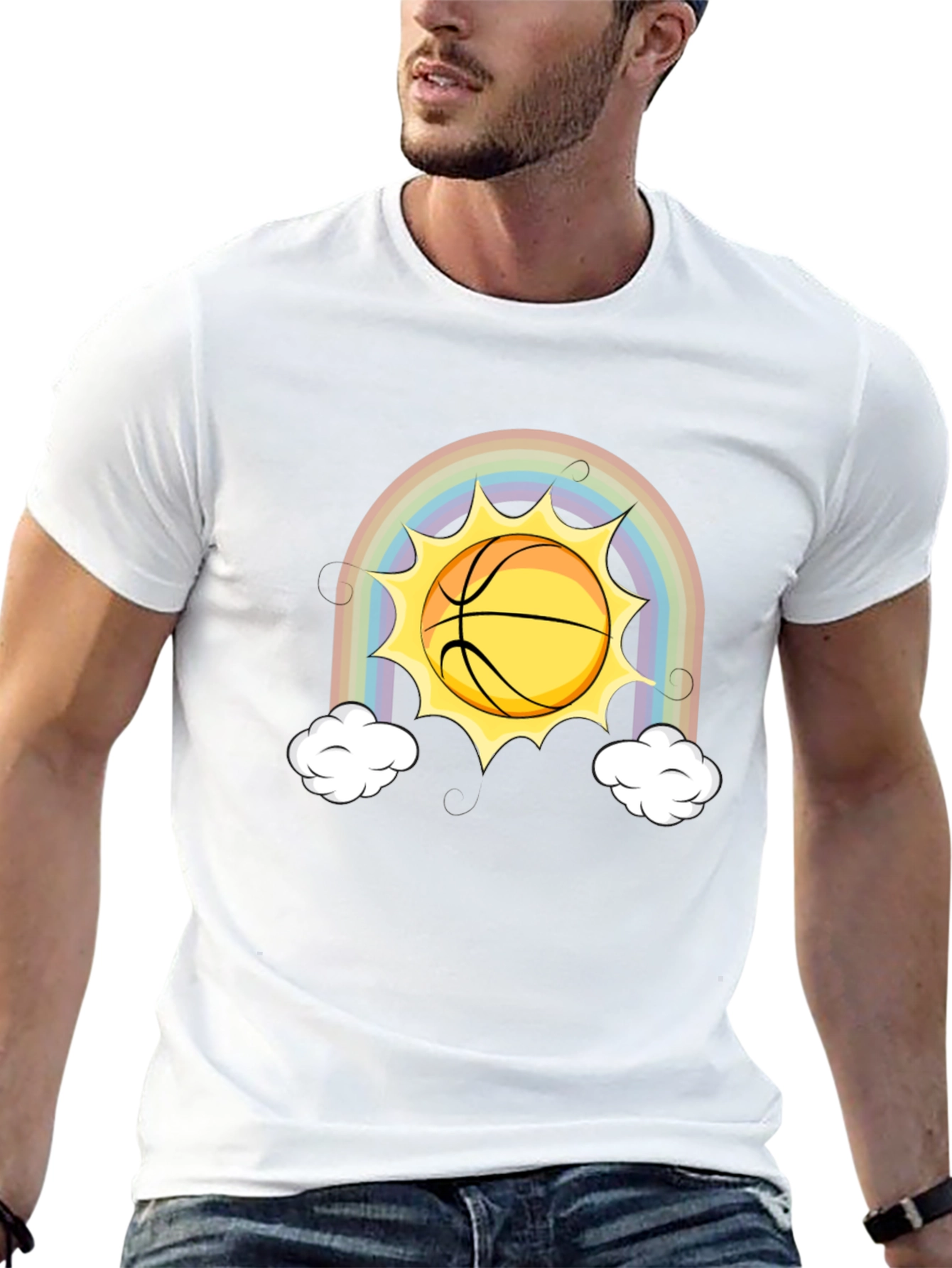 Rainbow Basketball Sun Graphic Tee