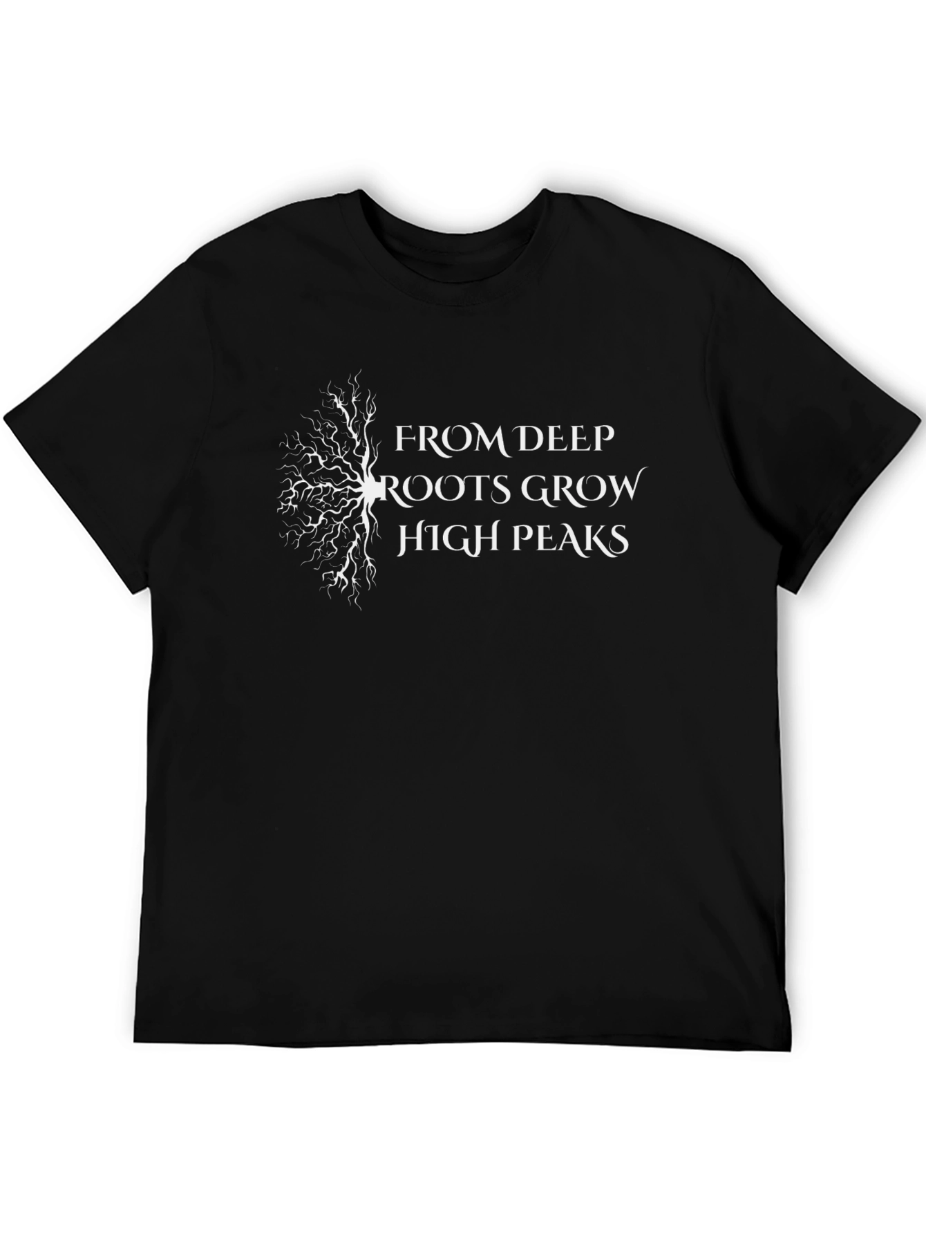 Deep Roots Grow High Peaks Black Graphic Tee