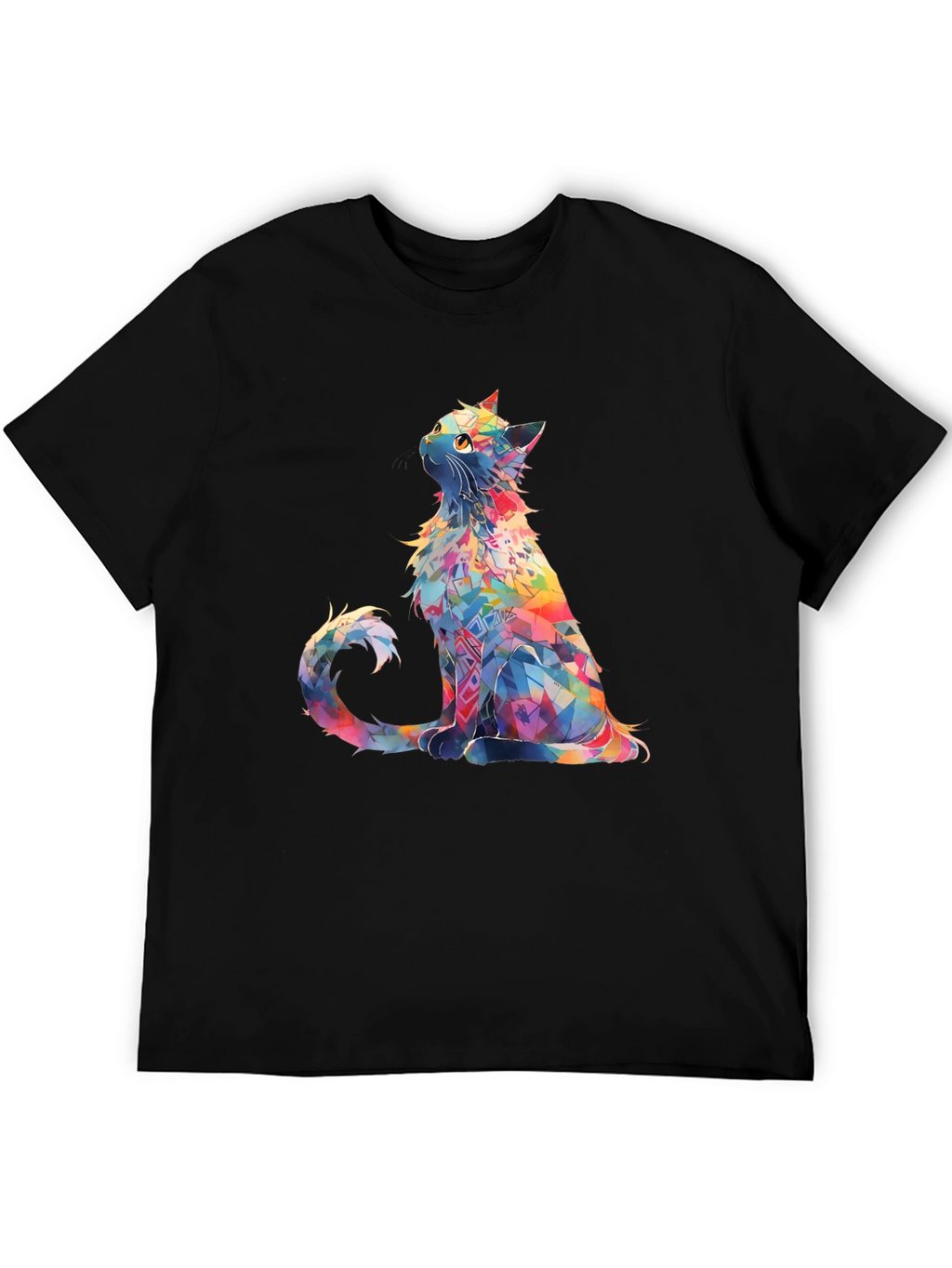 Rainbow Cat T-Shirt - Geometric Art Design
