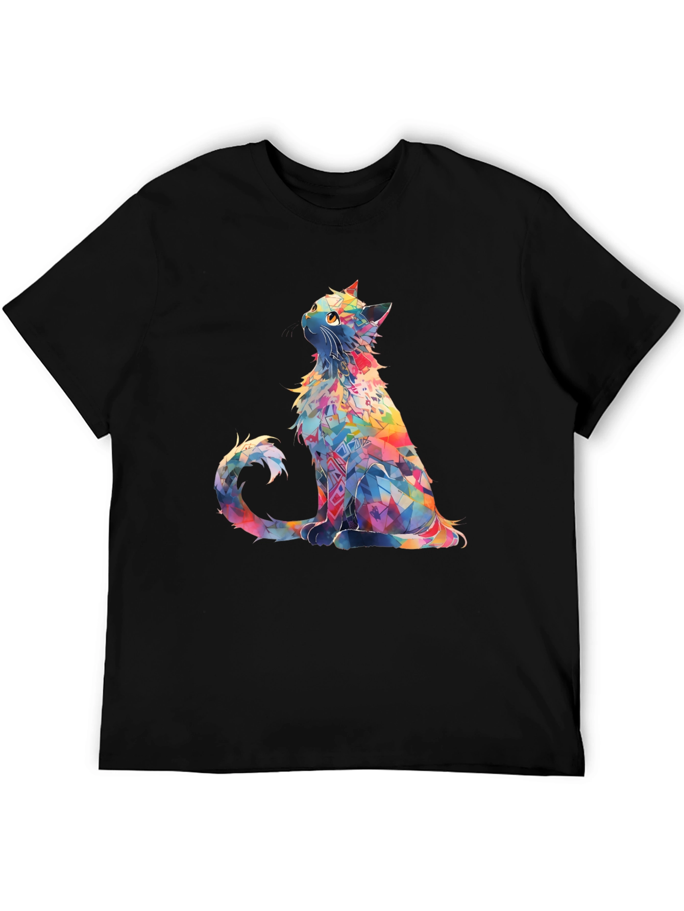 Rainbow Cat T-Shirt - Geometric Art Design