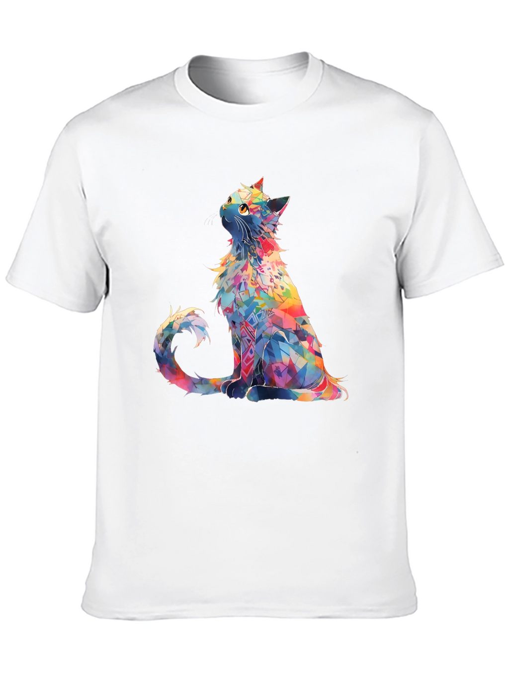Rainbow Cat T-Shirt - Geometric Art Design