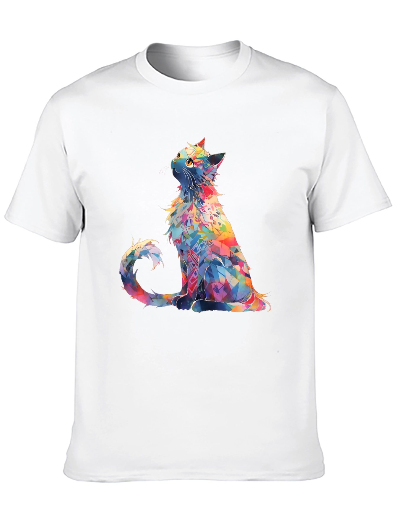 Rainbow Cat T-Shirt - Geometric Art Design