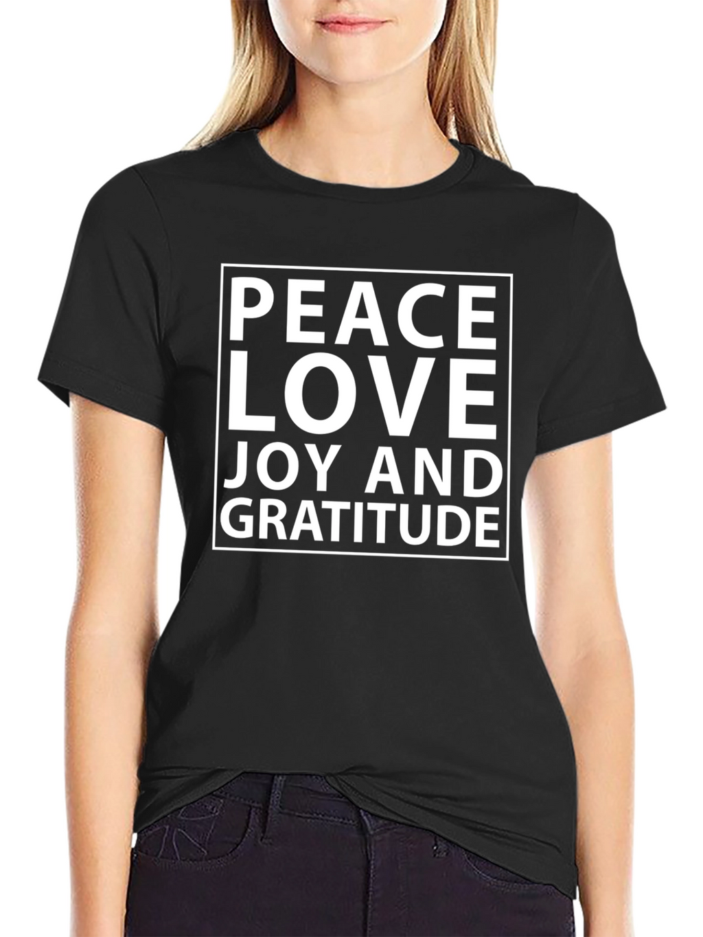 Peace Love Joy Gratitude T-Shirt - Black