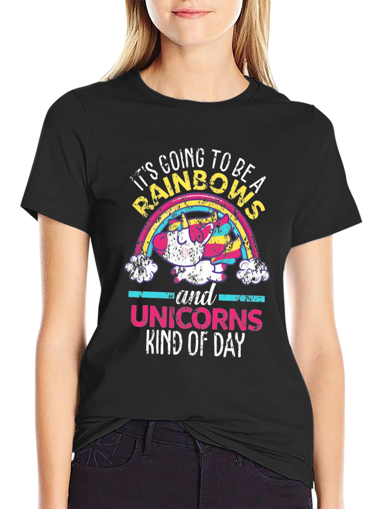Rainbows & Unicorns Graphic Tee - Black T-Shirt