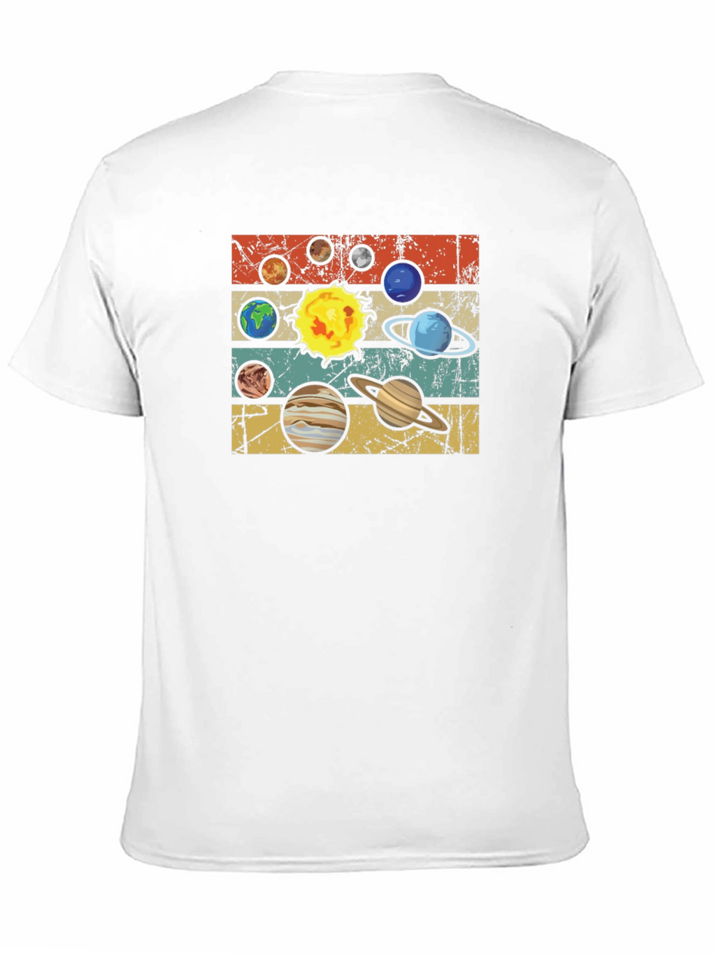Retro Planets Graphic T-Shirt - Black Cotton Tee