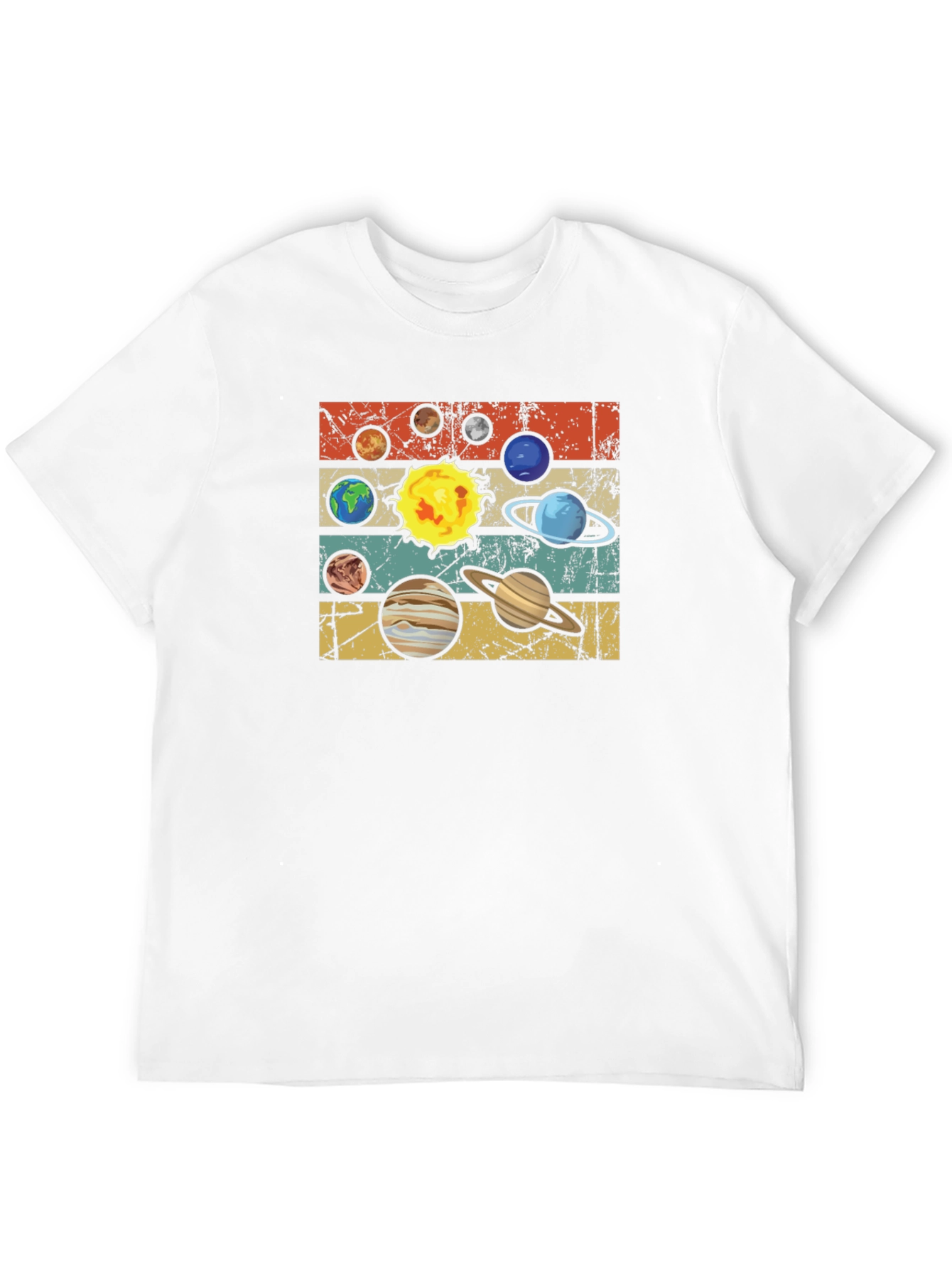 Retro Planets Graphic T-Shirt - Black Cotton Tee