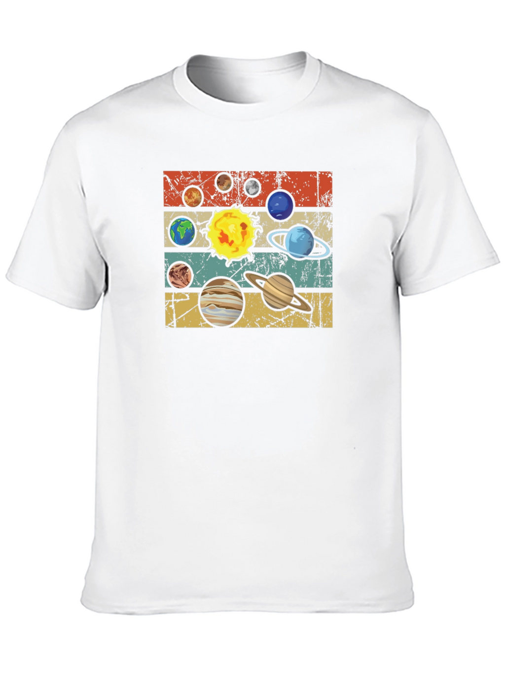 Retro Planets Graphic T-Shirt - Black Cotton Tee
